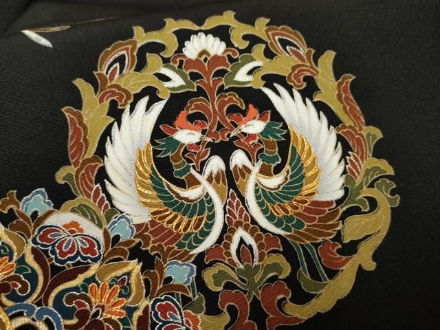 平和屋着物□女優・後藤久美子ブランド 黒留袖 駒刺繍 双鳥正倉院花文