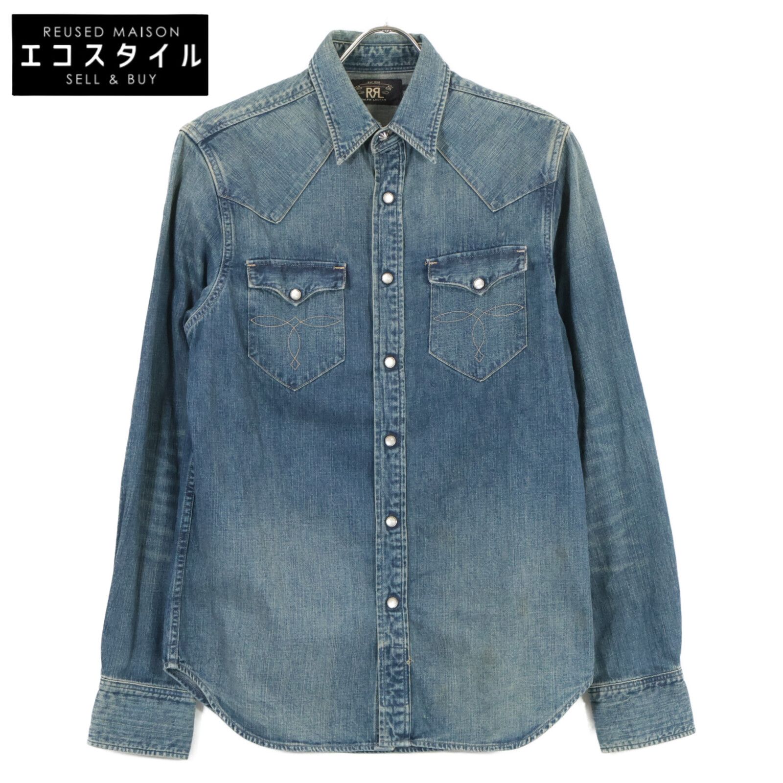 新品タグ付✨完売品＊RRLダブルアールエル デニムウエスタンシャツS-M相当 RRL ダブルアールエル ｳｪｽﾀﾝ ﾃﾞﾆﾑ ｼｬﾂ S - メルカリ