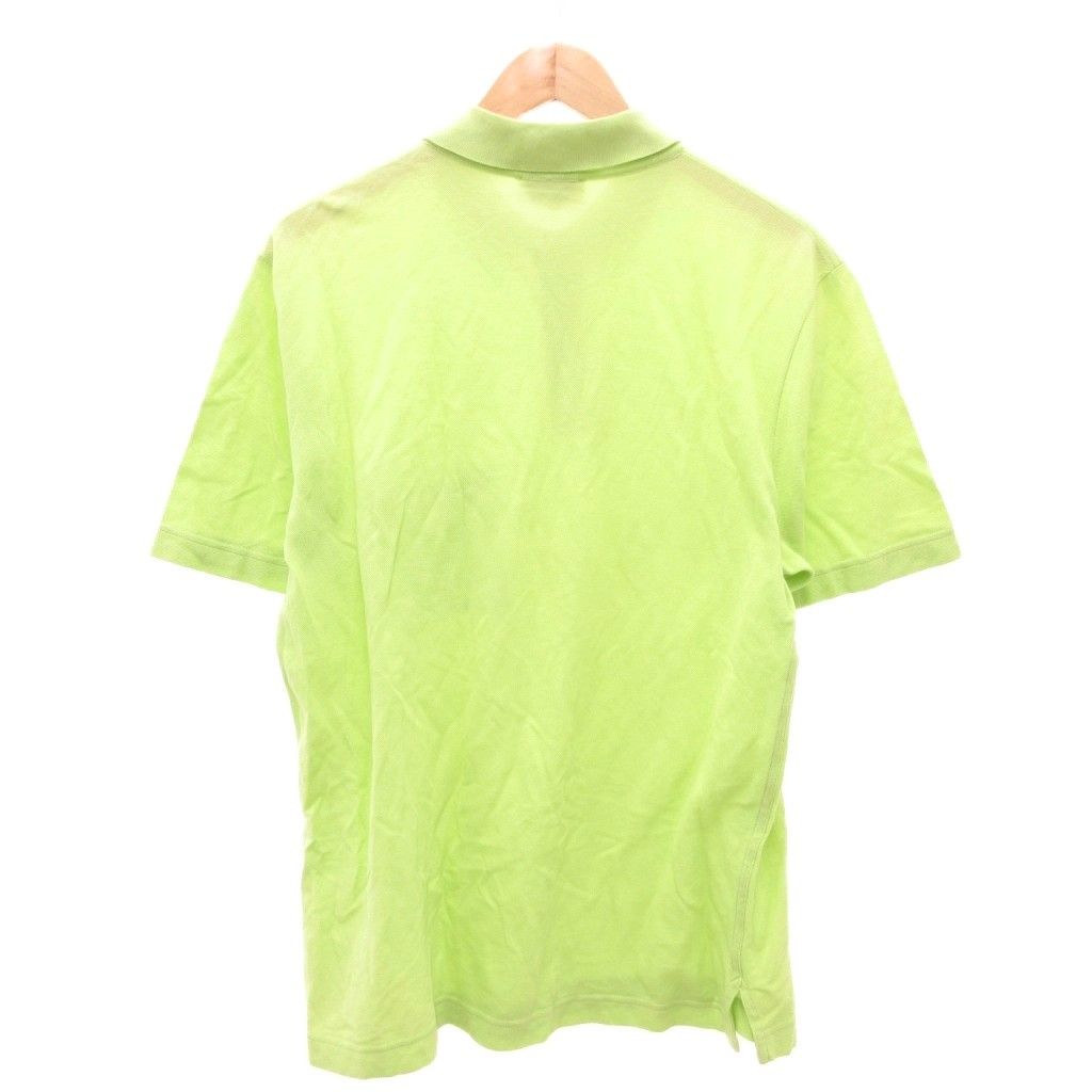 エルメス HERMES ポロシャツ 半袖 鹿の子 胸ポケット XL 黄緑 グリーン