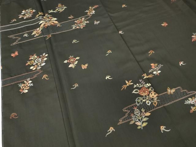 平和屋着物○中国三大刺繍 スワトウ刺繍 汕頭刺繍 訪問着 本場大島紬