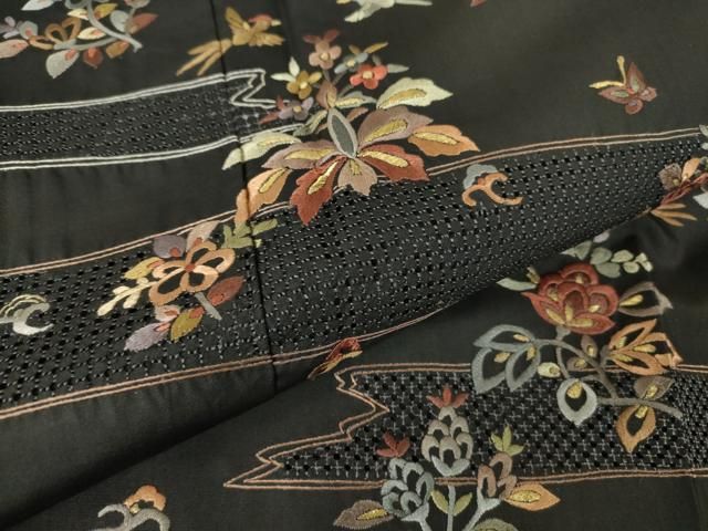 平和屋着物○中国三大刺繍 スワトウ刺繍 汕頭刺繍 訪問着 本場大島紬