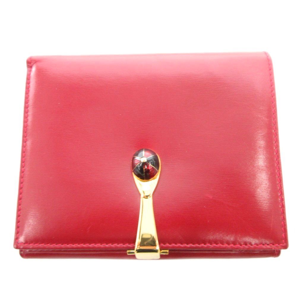 グッチ GUCCI 二つ折り財布 ウォレット コンパクト レザー 本革 赤