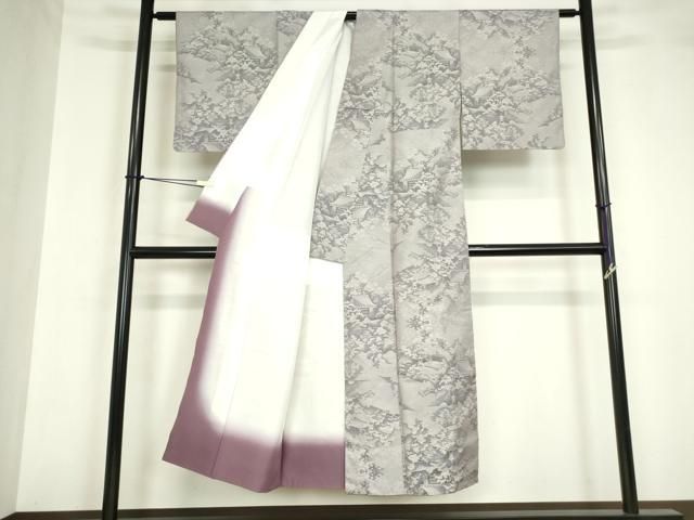 平和屋着物○都喜ヱ門 本場大島紬 白大島 7マルキ 風景樹林文 総絣 藤