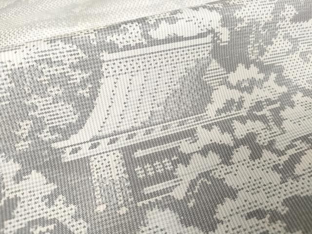 平和屋着物○都喜ヱ門 本場大島紬 白大島 7マルキ 風景樹林文 総絣 藤