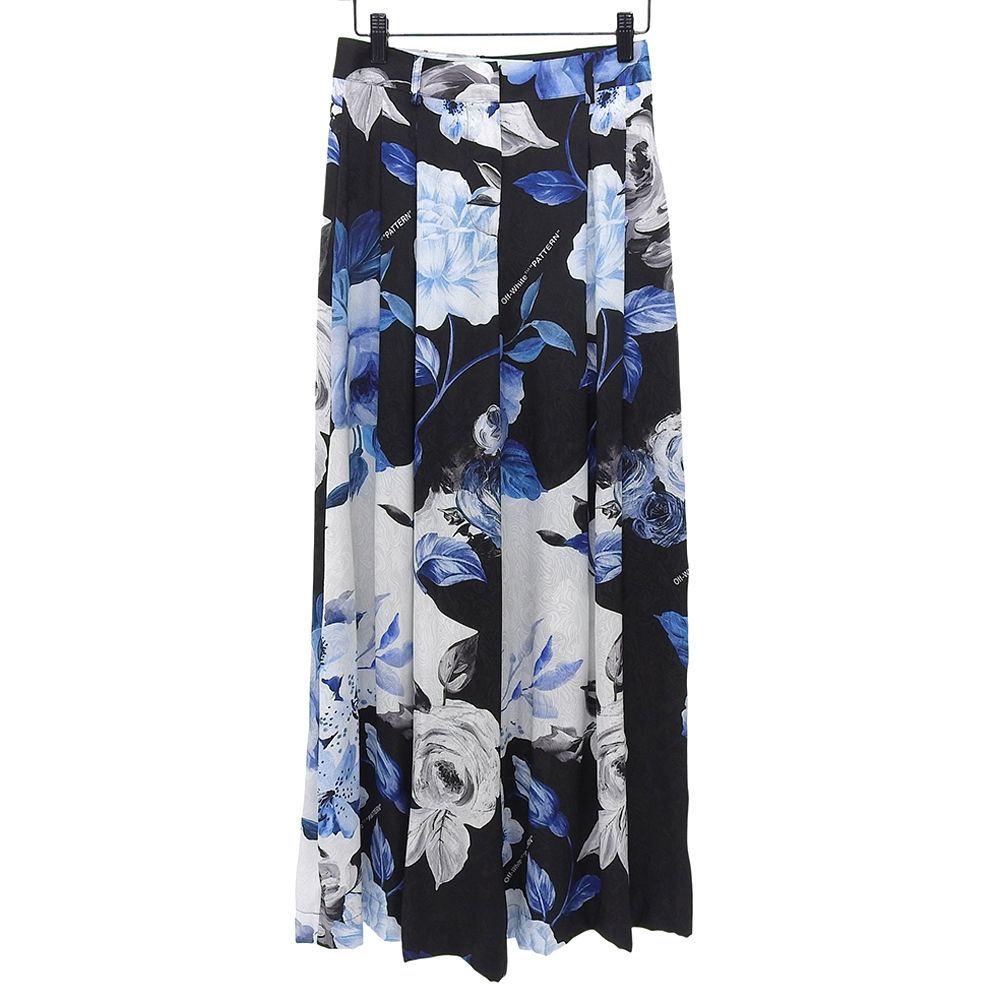 OFF-WHITE オフホワイト 美品 シルク100% フローラル ハイウエスト  