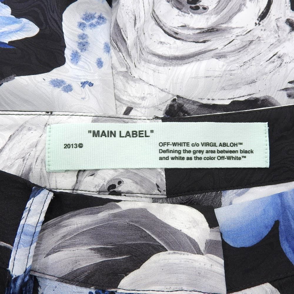 OFF-WHITE オフホワイト 美品 シルク100% フローラル ハイウエスト  