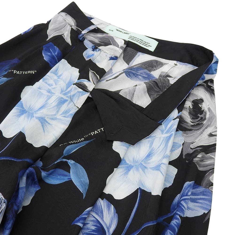 OFF-WHITE オフホワイト 美品 シルク100% フローラル ハイウエスト  