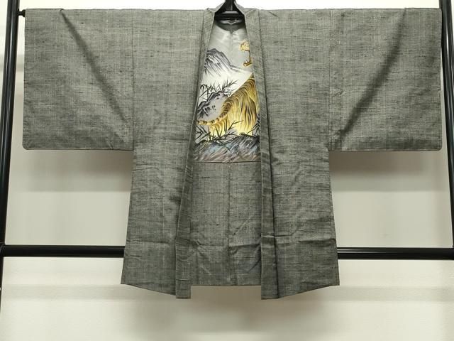 平和屋着物●男性　紬　アンサンブル　長羽織　抽象文様　正絹　逸品　DABC2527ud 平和屋着物○男性 紬 アンサンブル 長羽織 抽象文様 正絹 逸品 DABC2527ud