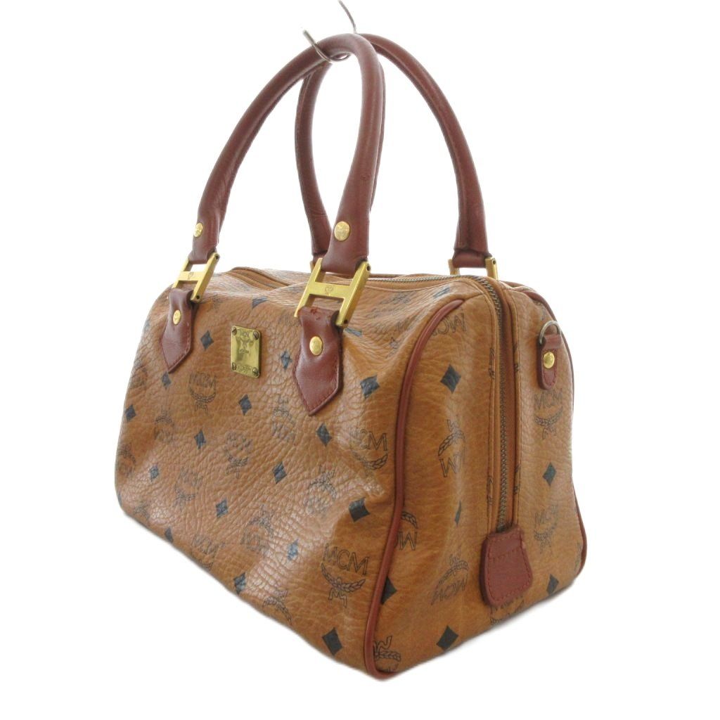 MCMエムシーエム ボストンバ ッグ ハンドバッグ 総柄 ロゴプレート ブラウン 楽天市場】エムシーエム ロゴ ボストンバッグ PVC レディース 【中古
