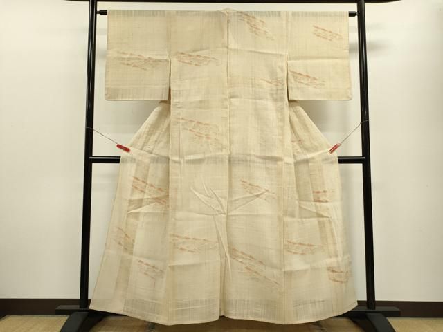 平和屋着物＊夏物　竹絲布紬　作家物　竹　証紙付き　正絹　逸品　CABB9813ze 平和屋着物＊夏物 竹絲布紬 作家物 竹 証紙付き 正絹 逸品 CABB9813ze