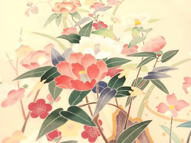 平和屋着物○本加賀友禅作家 岡本幸治 訪問着 枝花文 証紙付き 正絹