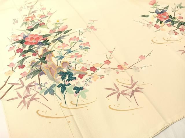 平和屋着物○本加賀友禅作家 岡本幸治 訪問着 枝花文 証紙付き 正絹