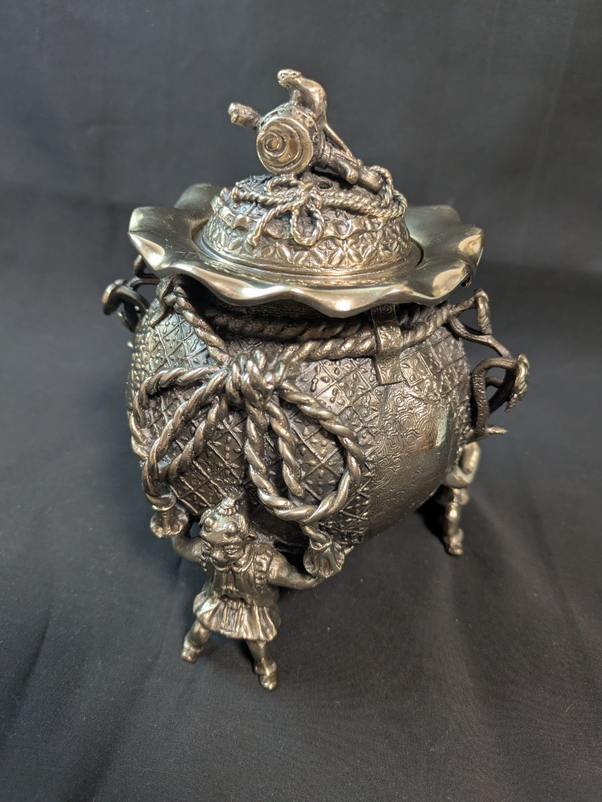 高岡銅器 香炉 須賀月芳 蝋型鋳物原型師 共箱 証明書付 金工 香道具