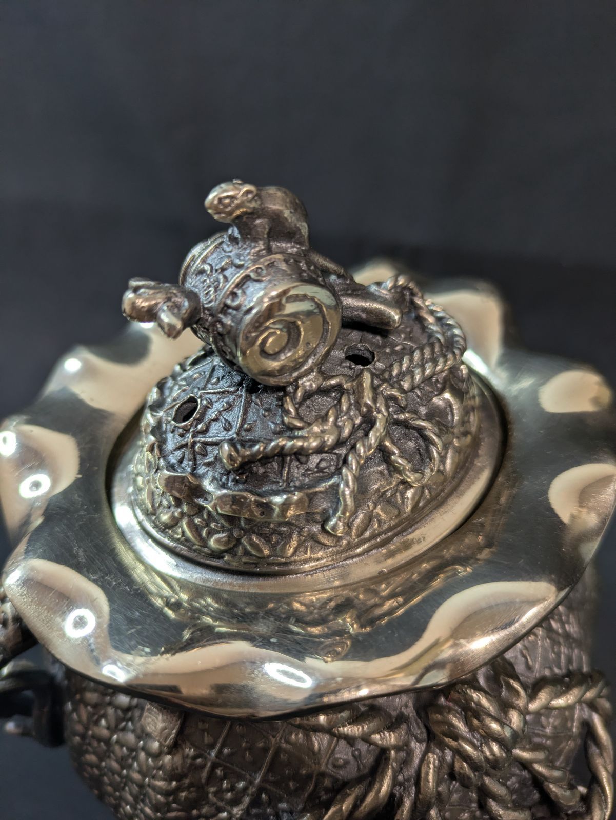 高岡銅器 香炉 須賀月芳 蝋型鋳物原型師 共箱 証明書付 金工 香道具