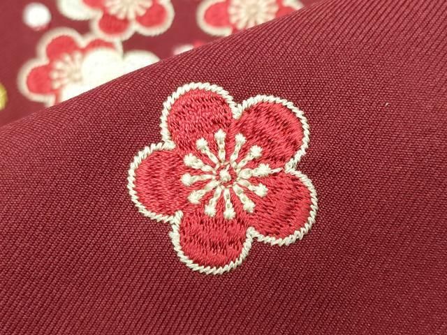 平和屋着物●女性　行灯袴　総刺繍　雪輪梅文　蘇芳色　金糸　洗える着物　CABB0292gh 平和屋着物○女性 行灯袴 総刺繍 雪輪梅文 蘇芳色 金糸 洗える着物