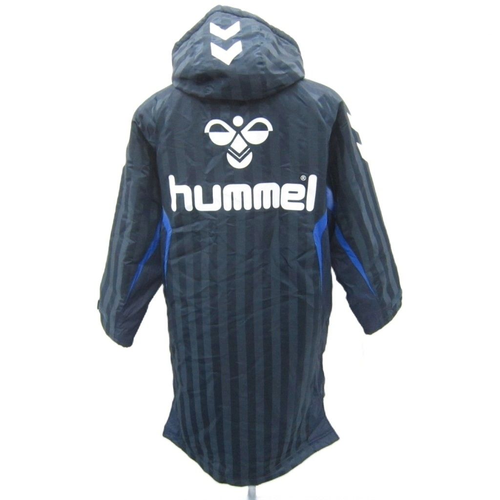 ヒュンメル Hummel サッカーウェア ベンチコート ロング丈 S-M 紺