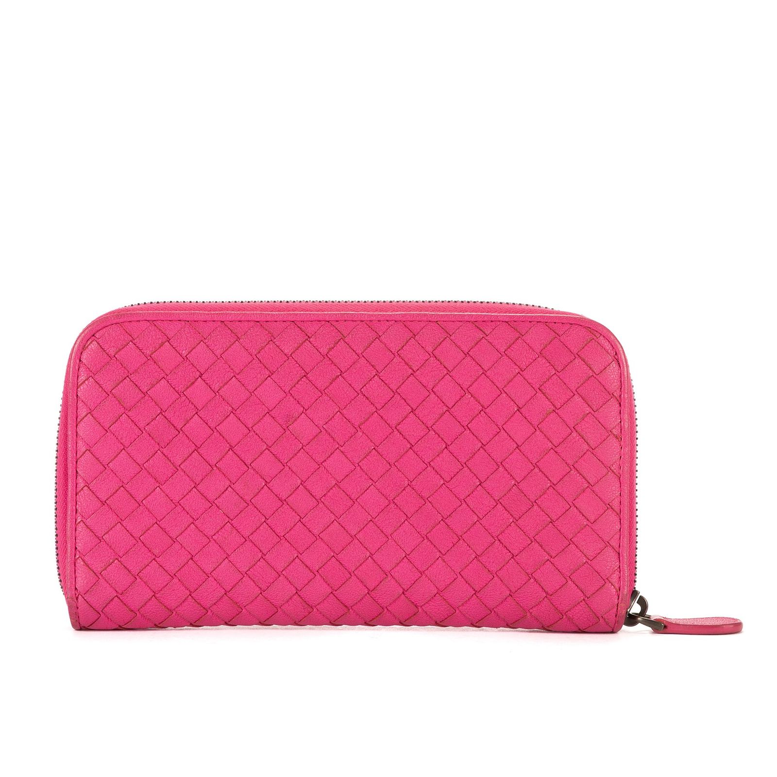 ボッテガヴェネタ　レア　ピンク 中古] BOTTEGA VENETA ボッテガヴェネタイントレチャート ジップ