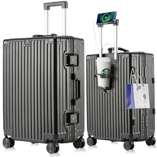 SnooII 在庫処分 市場最軽量 スーツケース キャリーケース 多機能すぎる 機内持ち込み ダイヤロック式 保護カバー付き カップホルダー付き usbポート付き 大型 アルミフレーム TSAロック 荷物フック 軽量 入学式 海外旅行出張 171 f 064 e