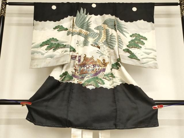 平和屋着物[]お宮参り 男の子 祝着 産着 初着 のしめ 鷹 人物風景文