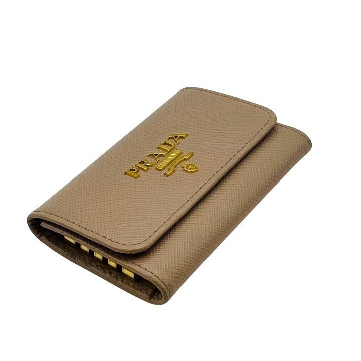 美品 PRADA プラダ キーリング付き4連キーケース サフィアーノレザー