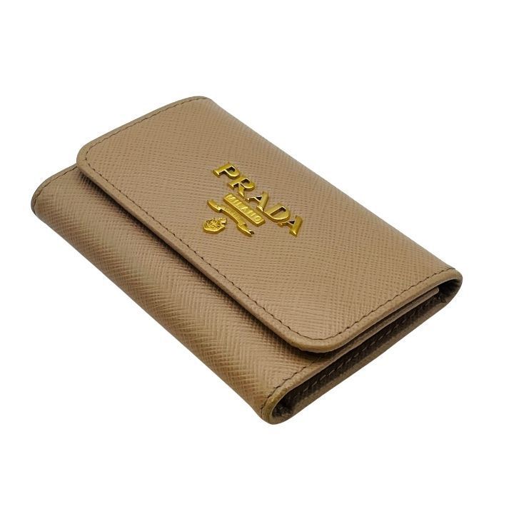 PRADA プラダ　4連キーケース　サフィアーノレザー　ゴールド金具 リング付き 美品 PRADA プラダ キーリング付き4連キーケース サフィアーノレザー