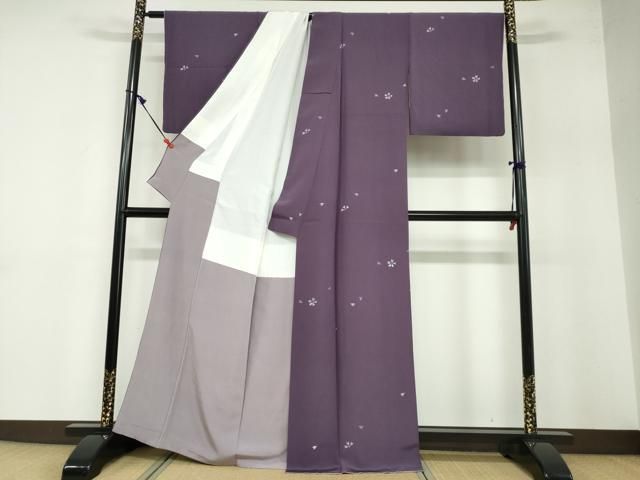 平和屋着物●京友禅作家　伊藤美智夫　訪問着　舞桜文　正絹　逸品　DABB0466ud 平和屋着物○京友禅作家 伊藤美智夫 訪問着 舞桜文 正絹 逸品