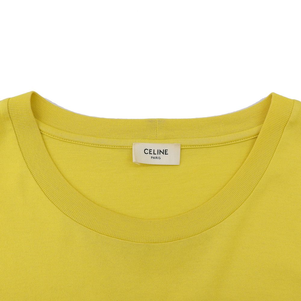 CELINE セリーヌ 美品 ロゴ Tシャツ トップス メンズ マスタード XXL
