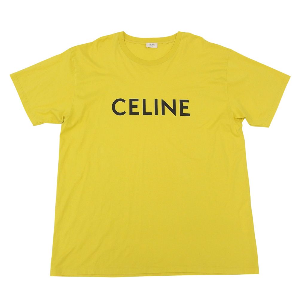 CELINE セリーヌ 美品 ロゴ Tシャツ トップス メンズ マスタード XXL