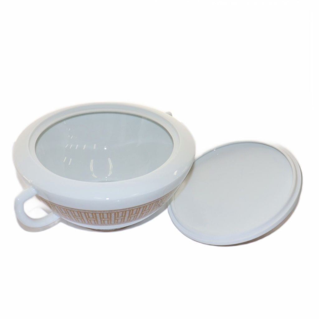  エルメス HERMES モザイク ヴァンキャトル スープチュリーン スープ鍋 洋食器 雑貨 ガラス製 ゴールドカラー AQ OS OH SH 食器 キッチン 食器