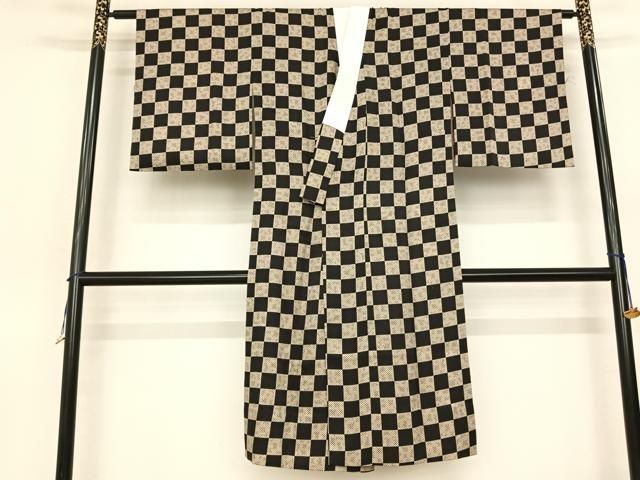 平和屋-こころ店□長襦袢 無双仕立て 格子 正絹 逸品 未使用 A-br6464
