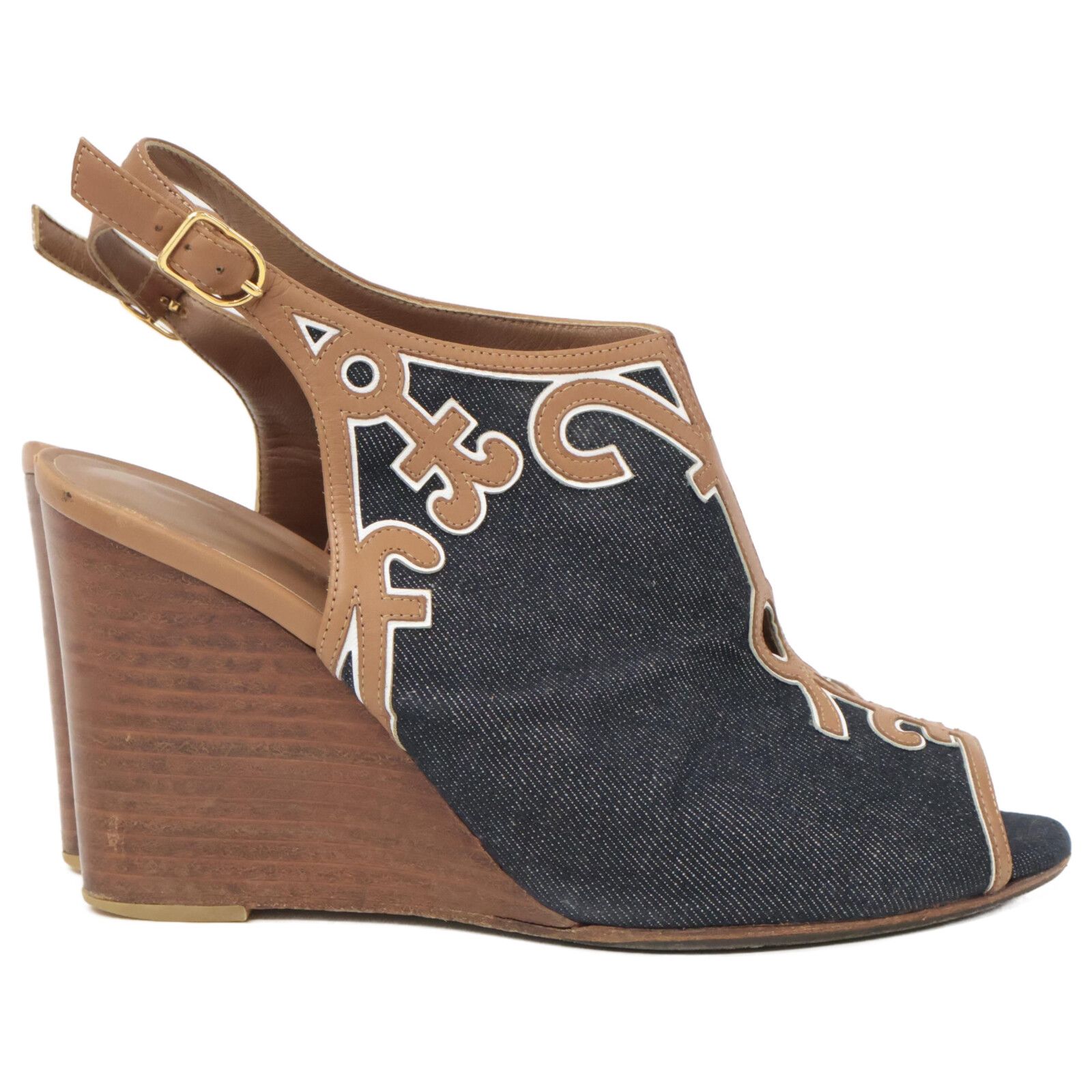 HERMES エルメス デニムxレザー ヒールサンダル/ 36 - メルカリ