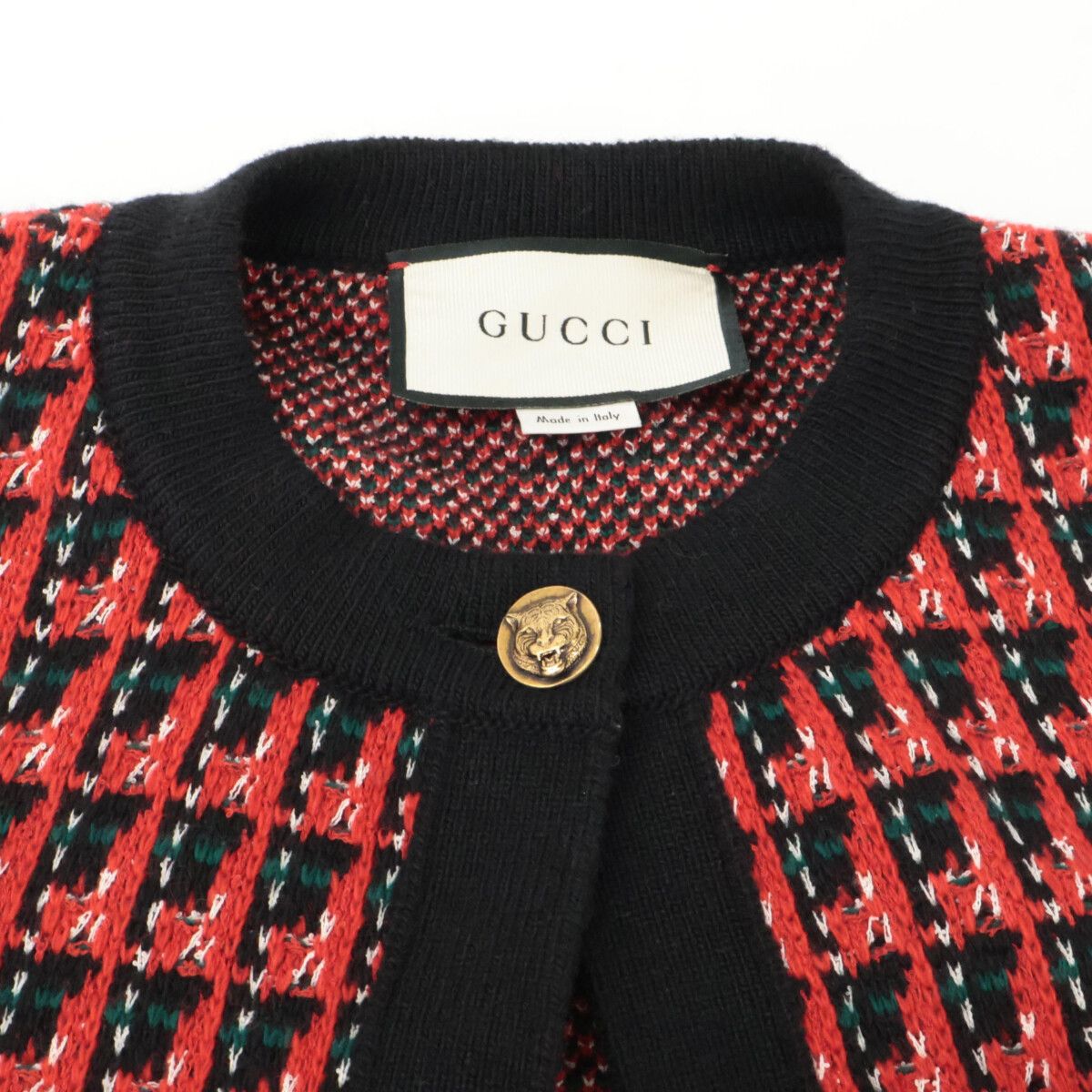 GUCCI グッチ 560721 ミケーレ期 タイガーヘッド金釦ニットロング  