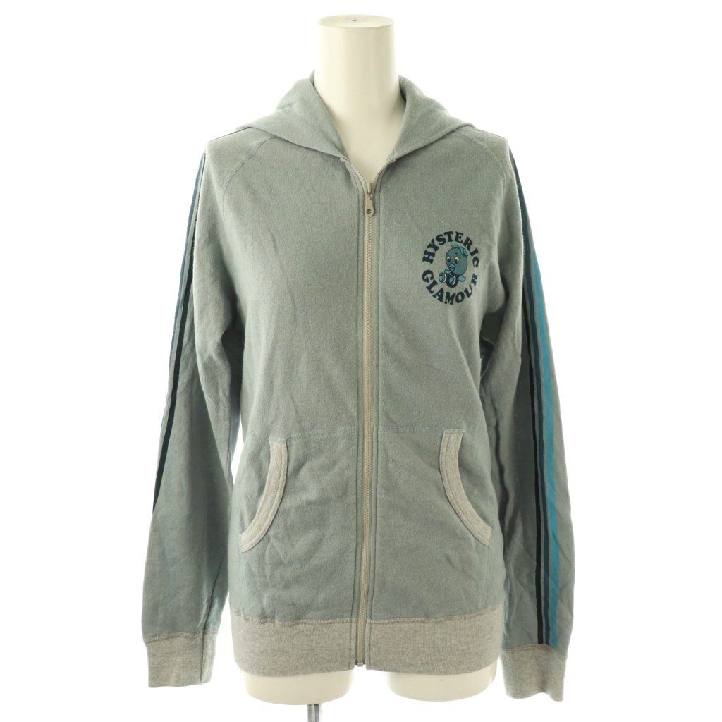 HYSTERIC GLAMOUR ジップアップ ブルー/グレー ヒステリックグラマー HYSTERIC GLAMOUR ジップアップパーカー F