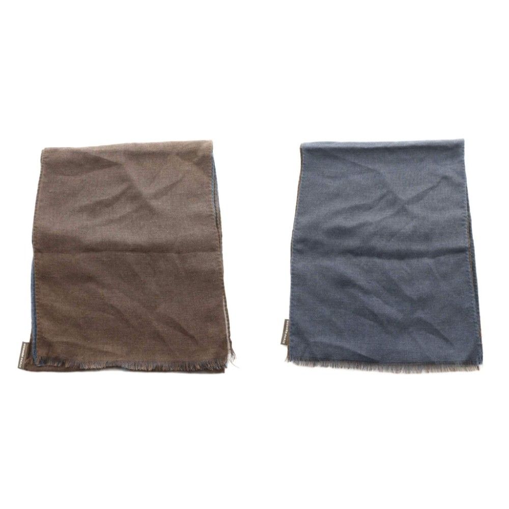 エルメス HERMES リバーシブルマフラー カシミヤ シルク混 茶 ブラウン