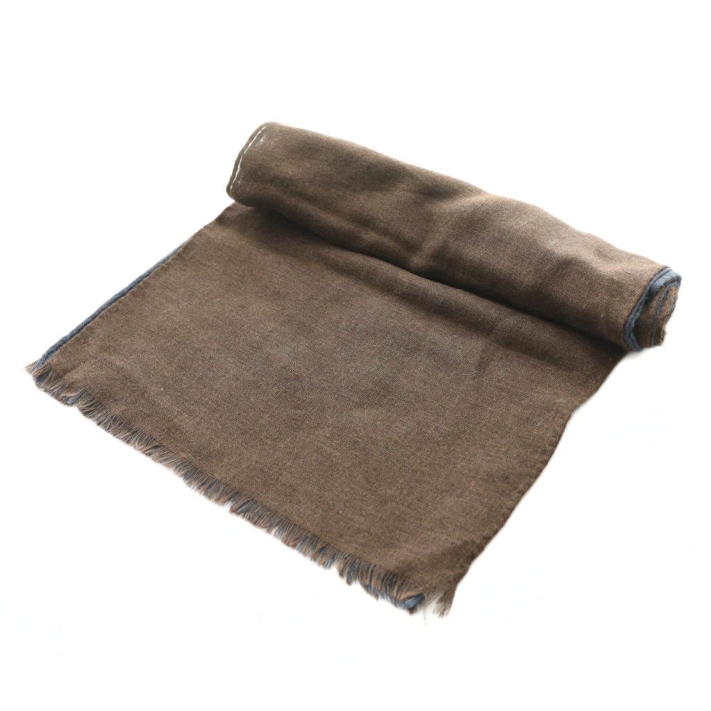 エルメス HERMES リバーシブルマフラー カシミヤ シルク混 茶 ブラウン