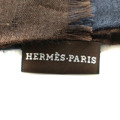 美品✨HERMES マフラー シルク カシミヤ混　リバーシブル エルメス HERMES リバーシブルマフラー カシミヤ シルク混 茶 ブラウン