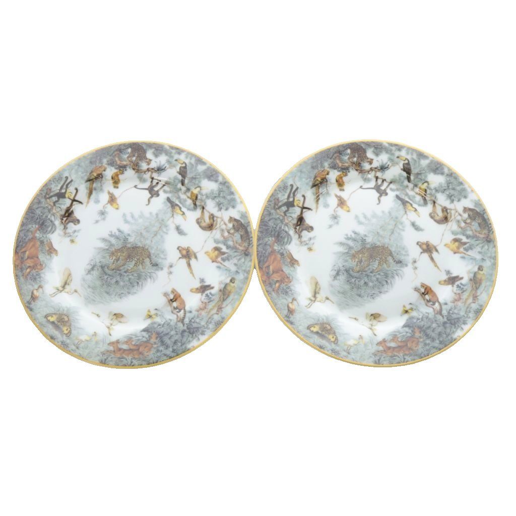 レア柄 エルメス 赤道直下のスケッチ プレート 皿 2枚 エルメス HERMES 赤道直下のスケッチ プレート お皿 2枚セット