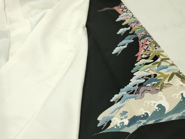 平和屋着物○本加賀友禅作家 染元千紅代表 寺西一紘 黒留袖 吉祥草花文