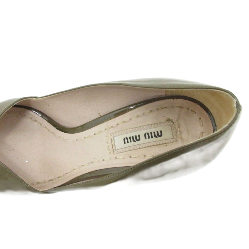 ミュウミュウ パンプス 25cm カーキ 緑 MIU MIU（靴/シューズ