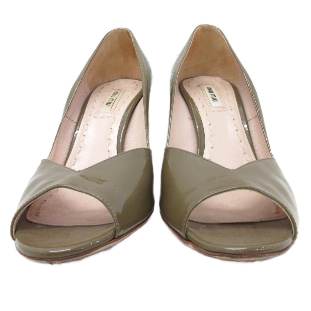 ミュウミュウ パンプス 25cm カーキ 緑 MIU MIU（靴/シューズ