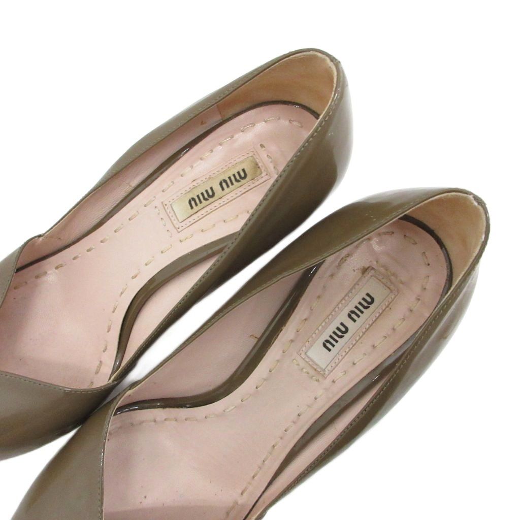 ミュウミュウ miumiu パンプス オープントゥ ハイヒール チャンキー