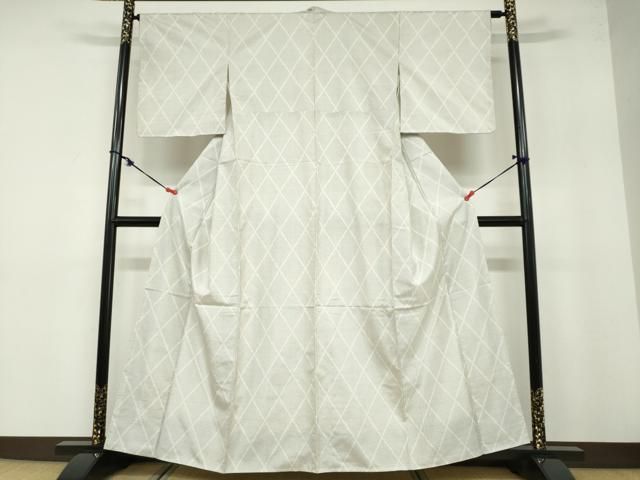 平和屋着物●本場大島紬　100亀甲　菱文　正絹　逸品　未使用　DABB0573ud 平和屋着物○男性 本場大島紬 アンサンブル 白大島 100亀甲 総詰め