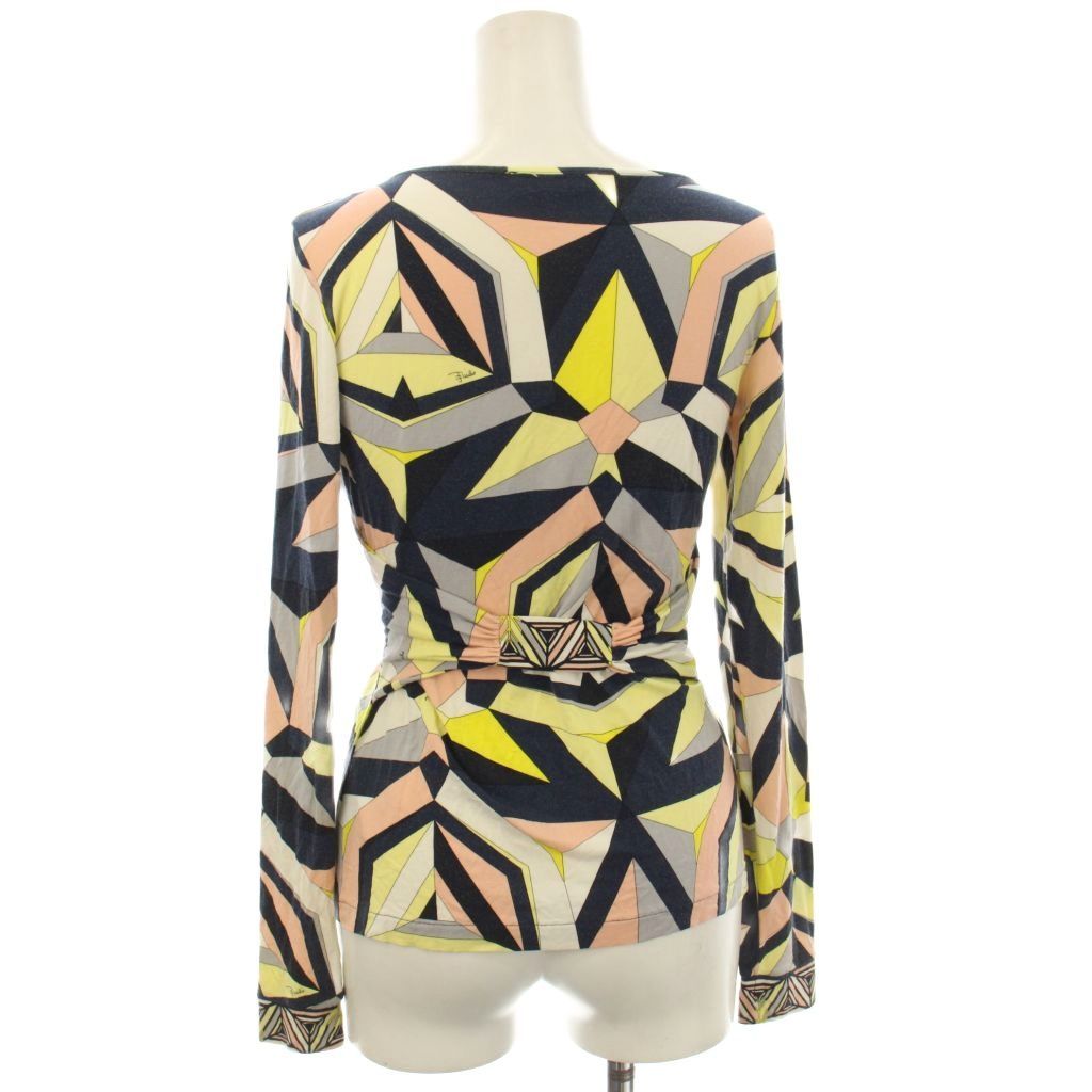 エミリオプッチ EMILIO PUCCI カットソー XS マルチカラー 総柄 長袖 V