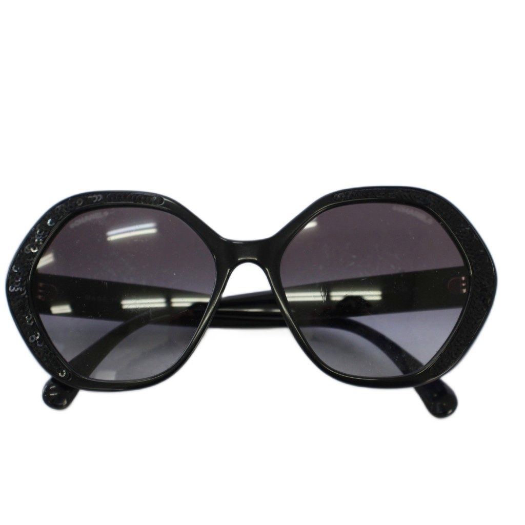 シャネル CHANEL ココマーク サングラス スパンコール 56□17 140 黒