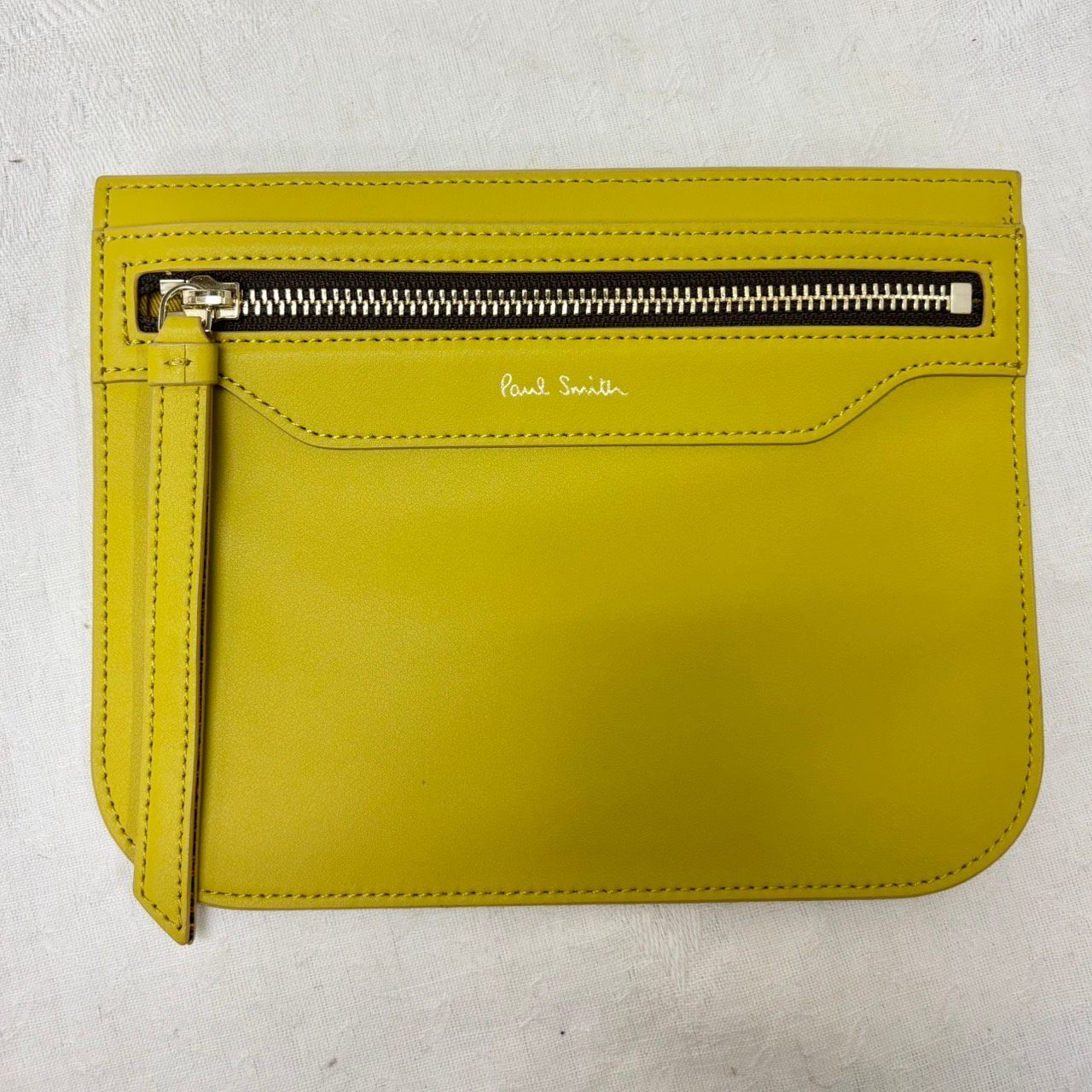 352 Paul Smith ポールスミス レザー クラッチバッグ イエロー 