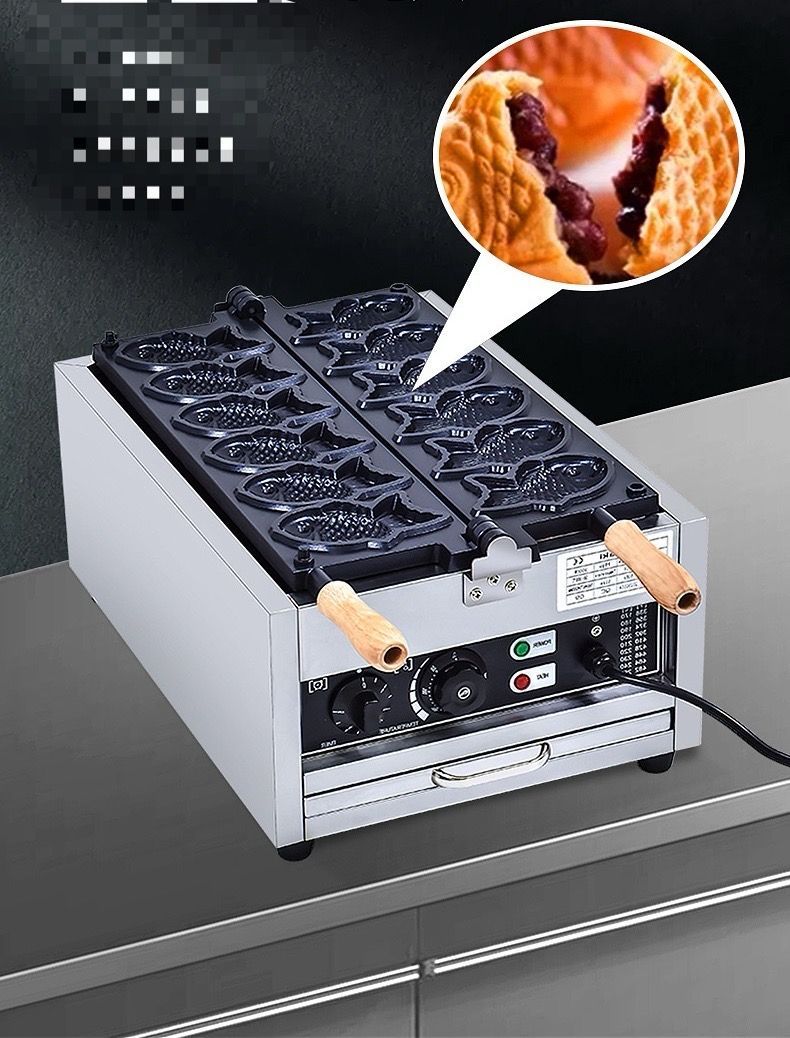 大好評☆業務用電気たい焼き器6匹同時焼き 重ね合わせ式高品質たい焼き