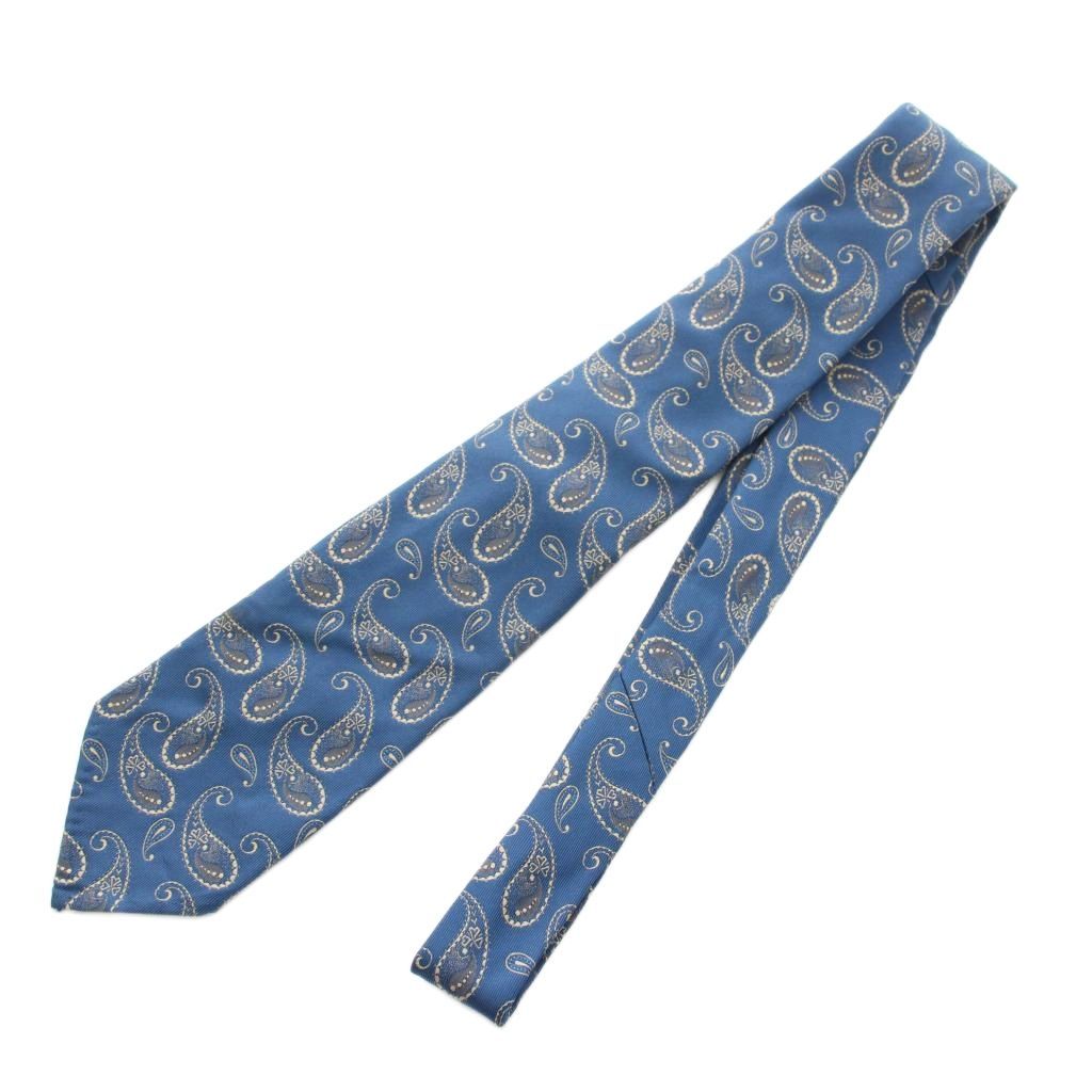 アットヴァンヌッチ Atto Vannucci ネクタイ ペイズリー柄 シルク 青