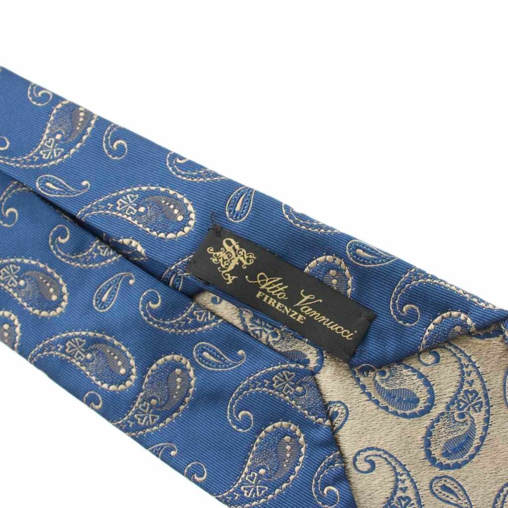 アットヴァンヌッチ Atto Vannucci ネクタイ ペイズリー柄 シルク 青