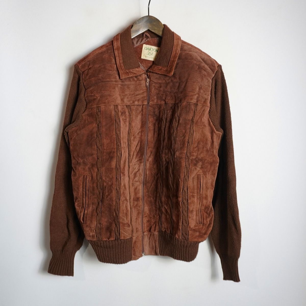 OAKTON オークトン suede leather zip knit jacket スエード レザー 