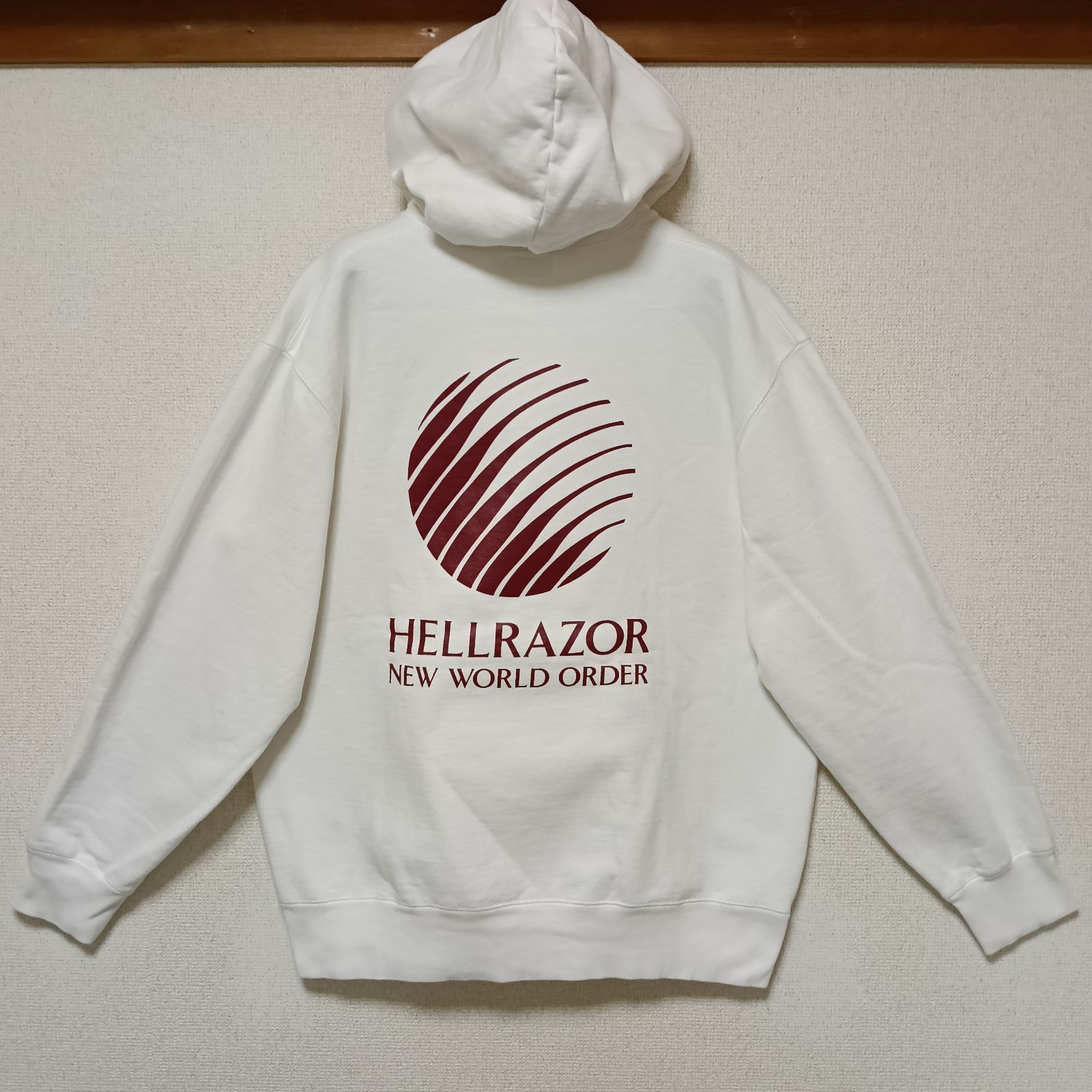 美品HELLRAZOR ヘルレイザーパーカーHOODIE刺繍ホワイトサイズXL 